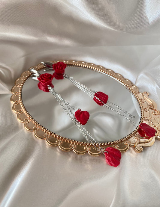 Red rose earrings