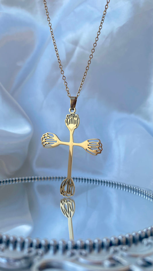 Cross with tulips