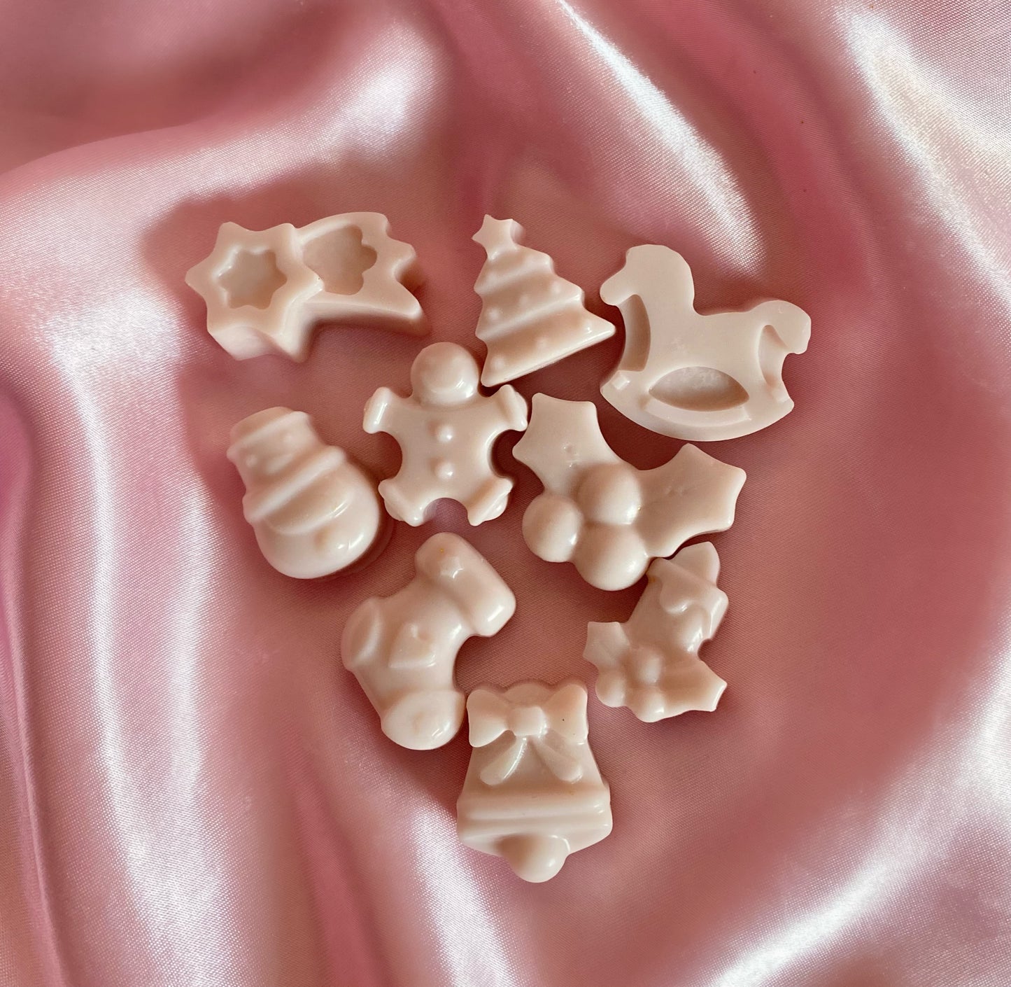 Wax melts χριστουγεννιάτικα dusky pink σχήματα