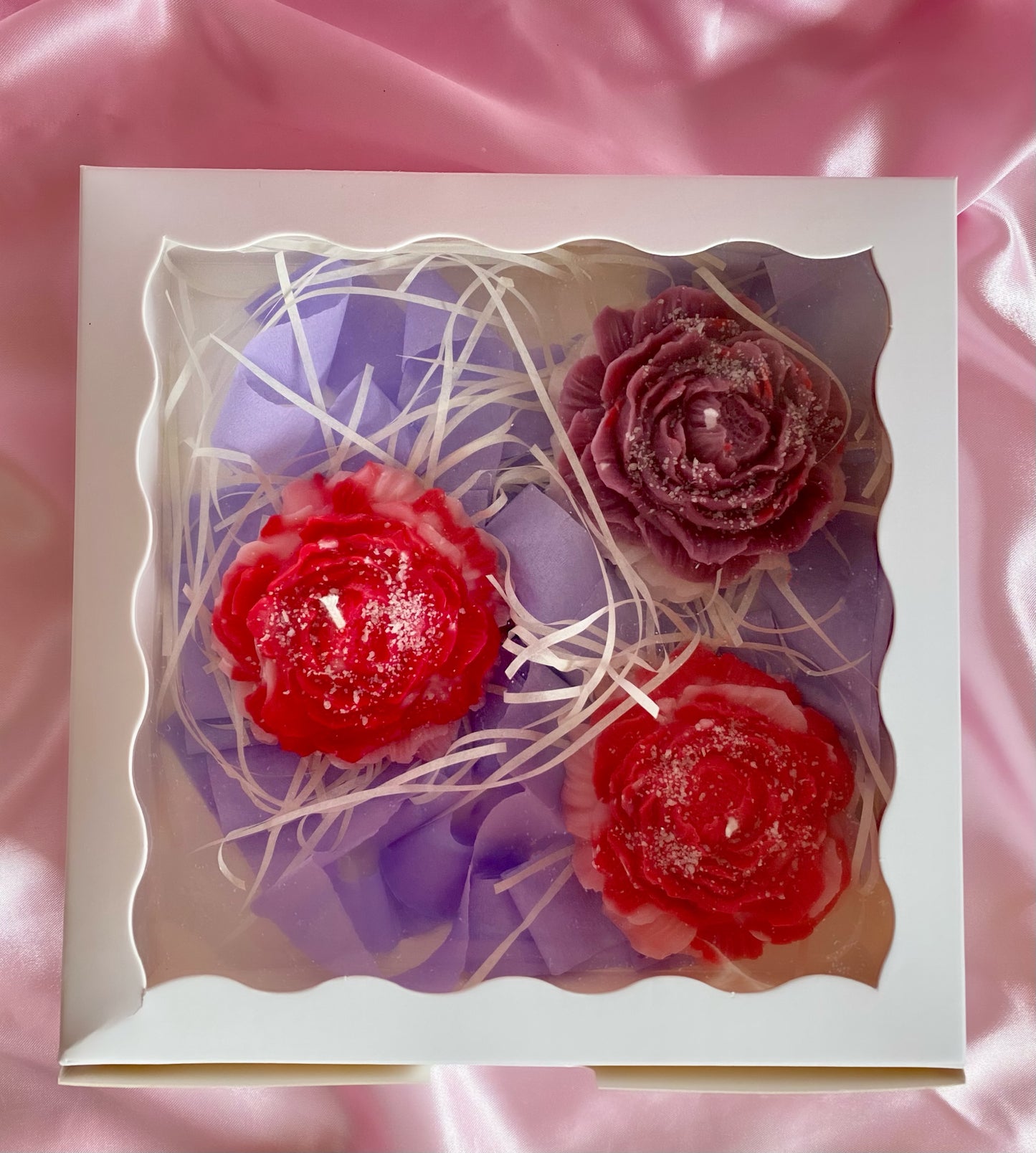 Gift box με 3 λουλούδια παιώνιες