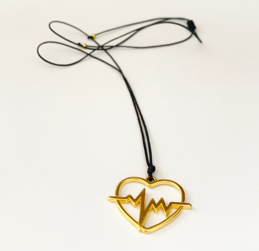 Unisex κολιέ με goldplated καρδιογράφημα σε καρδιά