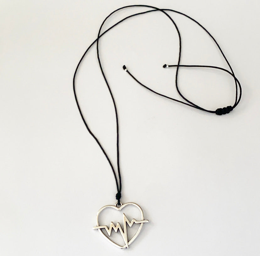 Unisex κολιέ με silver plated καρδιογράφημα σε καρδια