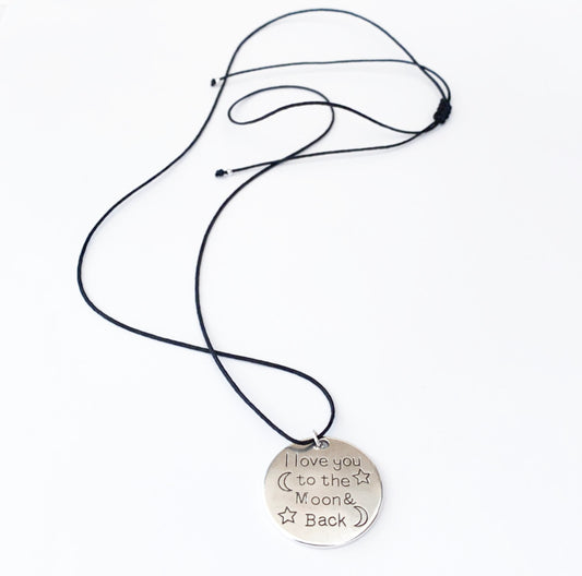 Unisex silver plated κολιέ με φράση “I love you to the Moon&Back”